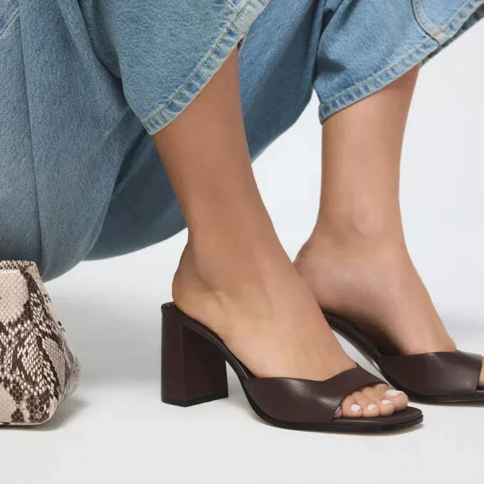 Mules con tacón Lisia, tacón grueso