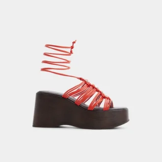 Sandalia de cuña con tiras de madera, Cuña